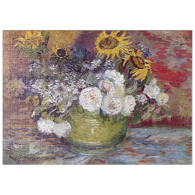 Darstellung des Puzzle Motivs Vincent van Gogh's Bowl With Sunflowers Roses And Other Flowers (1886) - Puzzleteile: 500