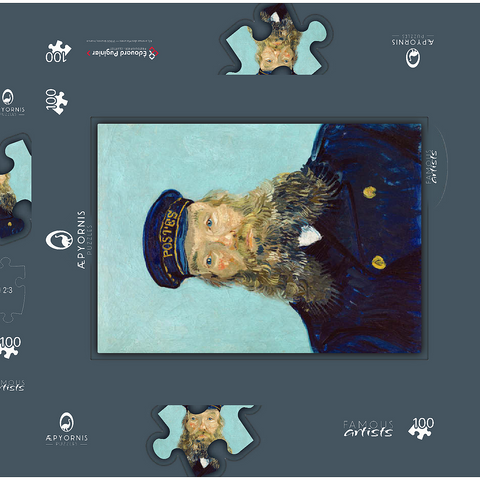 Vincent van Gogh's Portrait of Postman Roulin (1888) 100 Puzzle Schachtel 3D Modell