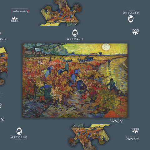 Vincent van Gogh's The Red Vineyard (1888) 1000 Puzzle Schachtel 3D Modell