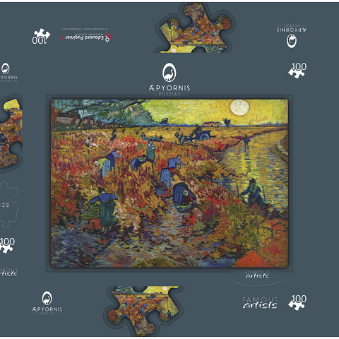 Vincent van Gogh's The Red Vineyard (1888) 100 Puzzle Schachtel 3D Modell
