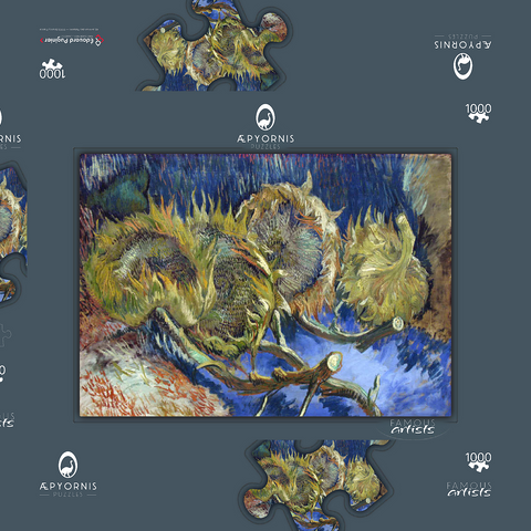 Vincent van Gogh's Four Withered Sunflowers (1887) 1000 Puzzle Schachtel 3D Modell