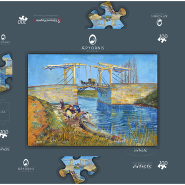 Vincent van Gogh's The Langlois Bridge at Arles with Women Washing (1888) 100 Puzzle Schachtel 3D Modell