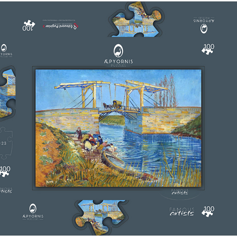 Vincent van Gogh's The Langlois Bridge at Arles with Women Washing (1888) 100 Puzzle Schachtel 3D Modell