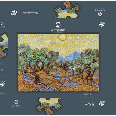 Vincent van Gogh's Olive Trees (1889) 100 Puzzle Schachtel 3D Modell