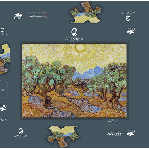 Vincent van Gogh's Olive Trees (1889) 100 Puzzle Schachtel 3D Modell