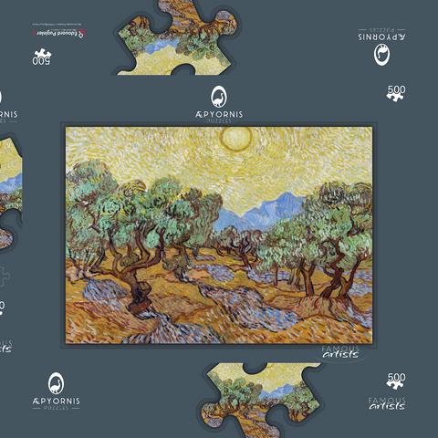 Vincent van Gogh's Olive Trees (1889) 500 Puzzle Schachtel 3D Modell