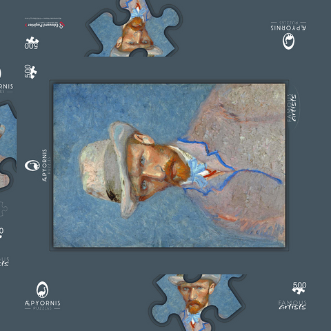 Vincent van Gogh's Self-portrait with a Gray Straw Hat (1887) 500 Puzzle Schachtel 3D Modell