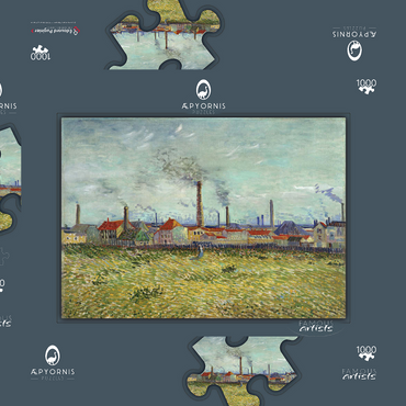 Vincent van Gogh's Factories at Clichy (1887) 1000 Puzzle Schachtel 3D Modell