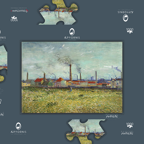 Vincent van Gogh's Factories at Clichy (1887) 1000 Puzzle Schachtel 3D Modell