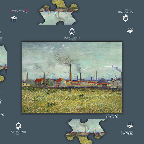 Vincent van Gogh's Factories at Clichy (1887) 500 Puzzle Schachtel 3D Modell