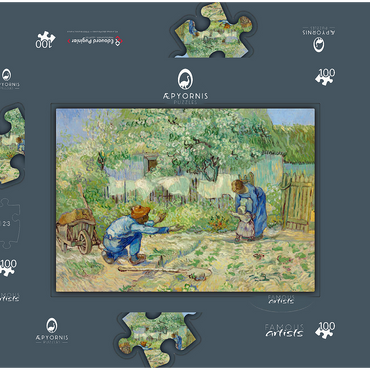First Steps, after Millet (1890) by Vincent van Gogh 100 Puzzle Schachtel 3D Modell