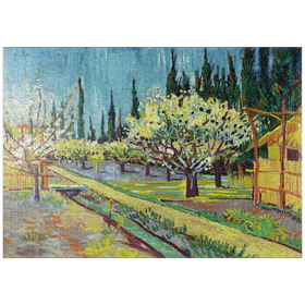 Darstellung des Puzzle-Motivs Orchard Bordered by Cypresses (1888) by Vincent van Gogh – Puzzleteile: 1000