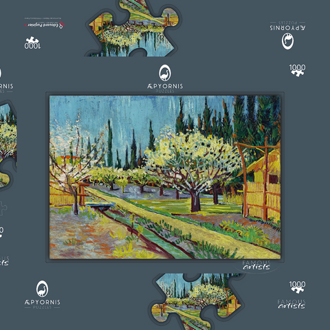 Orchard Bordered by Cypresses (1888) by Vincent van Gogh 1000 Puzzle Schachtel 3D Modell