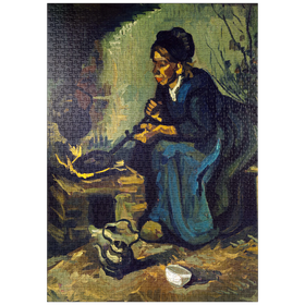 Darstellung des Puzzle Motivs Peasant Woman Cooking by a Fireplace (1885) by Vincent van Gogh - Puzzleteile: 1000