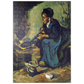 Darstellung des Puzzle Motivs Peasant Woman Cooking by a Fireplace (1885) by Vincent van Gogh - Puzzleteile: 200
