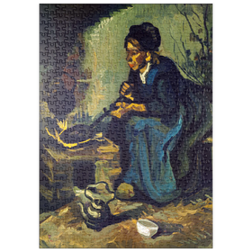 Darstellung des Puzzle Motivs Peasant Woman Cooking by a Fireplace (1885) by Vincent van Gogh - Puzzleteile: 500