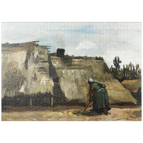 Darstellung des Puzzle-Motivs Eine bäuerliche Frau, die vor ihrem Häuschen gräbt (ca. 1885) Vincent van Gogh – Puzzleteile: 1000