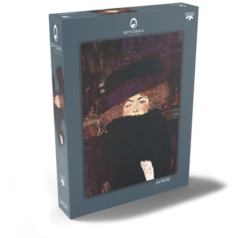 Gustav Klimt's Dame mit Hut und Federboa (1909) 1000 Puzzle Schachtel Ansicht2