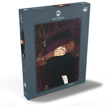 Gustav Klimt's Dame mit Hut und Federboa (1909) 100 Puzzle Schachtel Ansicht2