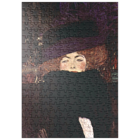 Darstellung des Puzzle Motivs Gustav Klimt's Dame mit Hut und Federboa (1909) - Puzzleteile: 200