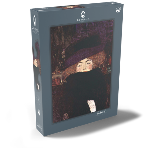 Gustav Klimt's Dame mit Hut und Federboa (1909) 500 Puzzle Schachtel Ansicht2
