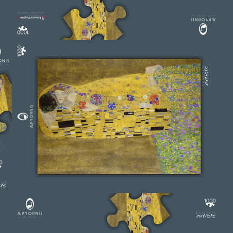 Gustav Klimt's The Kiss (1907–1908) 1000 Puzzle Schachtel 3D Modell