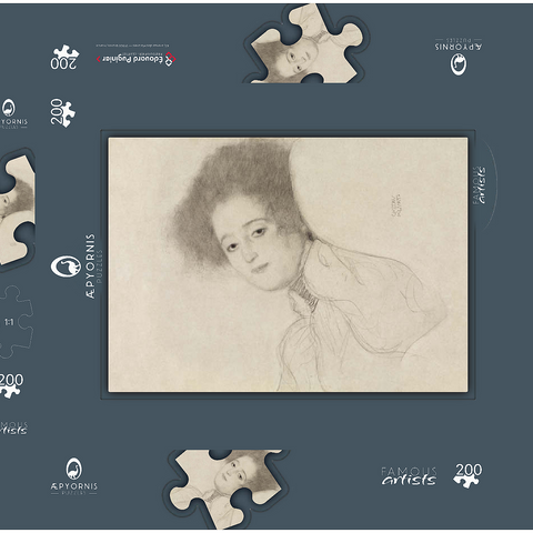 Portrait of a Young Woman Reclining (ca. 1897–1898) by Gustav Klimt 200 Puzzle Schachtel 3D Modell