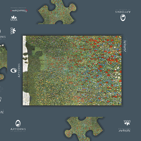 Gustav Klimt's Mohnfeld (1907) 1000 Puzzle Schachtel 3D Modell