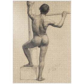 Darstellung des Puzzle-Motivs Male Nude with Left Foot on a Pedestal (1879) by Gustav Klimt – Puzzleteile: 1000