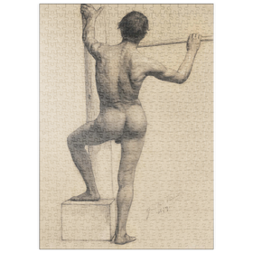 Darstellung des Puzzle Motivs Male Nude with Left Foot on a Pedestal (1879) by Gustav Klimt - Puzzleteile: 500
