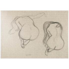 Darstellung des Puzzle-Motivs Two Studies of a Seated Nude with Long Hair (ca. 1901-1902) by Gustav Klimt – Puzzleteile: 1000