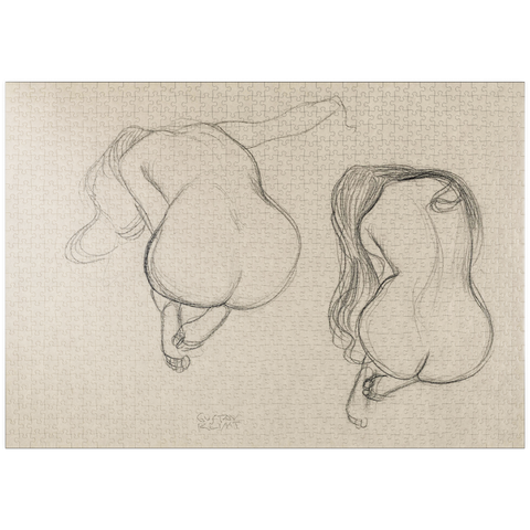 puzzleplate Two Studies of a Seated Nude with Long Hair (ca. 1901–1902) by Gustav Klimt 1000 Puzzle
