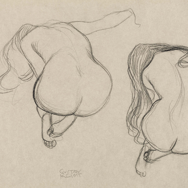 Two Studies of a Seated Nude with Long Hair (ca. 1901–1902) by Gustav Klimt 1000 Puzzle 3D Modell