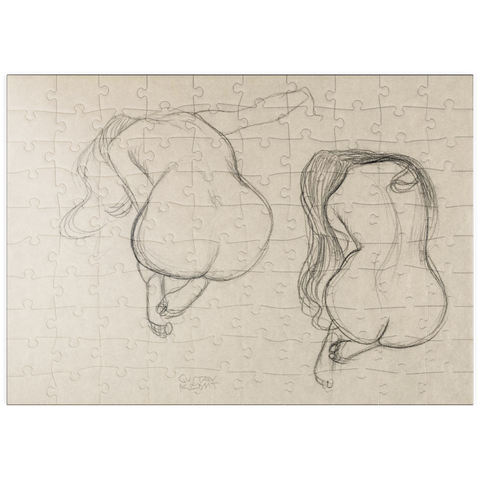 puzzleplate Two Studies of a Seated Nude with Long Hair (ca. 1901–1902) by Gustav Klimt 100 Puzzle