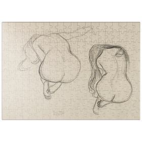 Darstellung des Puzzle Motivs Two Studies of a Seated Nude with Long Hair (ca. 1901-1902) by Gustav Klimt - Puzzleteile: 200