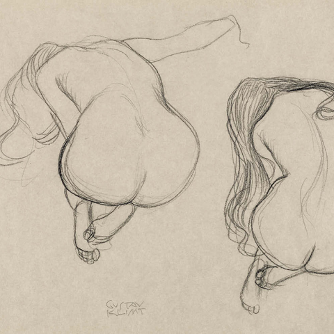 Two Studies of a Seated Nude with Long Hair (ca. 1901–1902) by Gustav Klimt 200 Puzzle 3D Modell