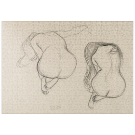 Darstellung des Puzzle Motivs Two Studies of a Seated Nude with Long Hair (ca. 1901-1902) by Gustav Klimt - Puzzleteile: 500