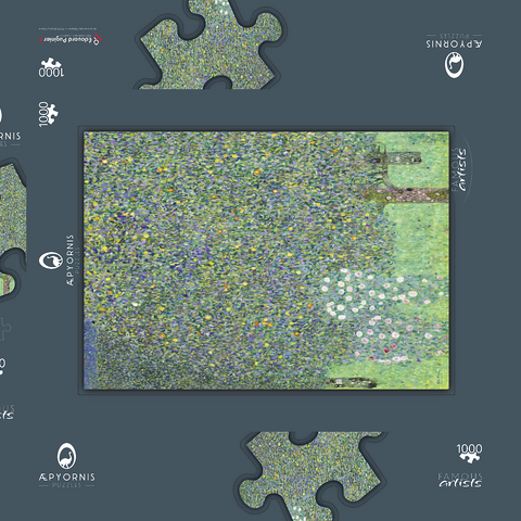 Gustav Klimt's Rosebushes under the Trees (1905) 1000 Puzzle Schachtel 3D Modell
