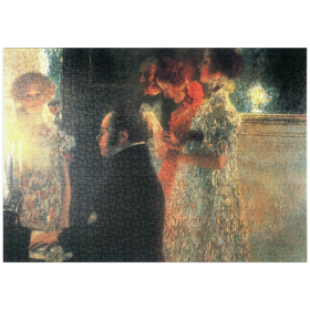 Darstellung des Puzzle-Motivs Gustav Klimt's Schubert at the Piano II (1899) – Puzzleteile: 1000