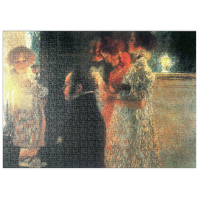 Darstellung des Puzzle Motivs Gustav Klimt's Schubert at the Piano II (1899) - Puzzleteile: 500