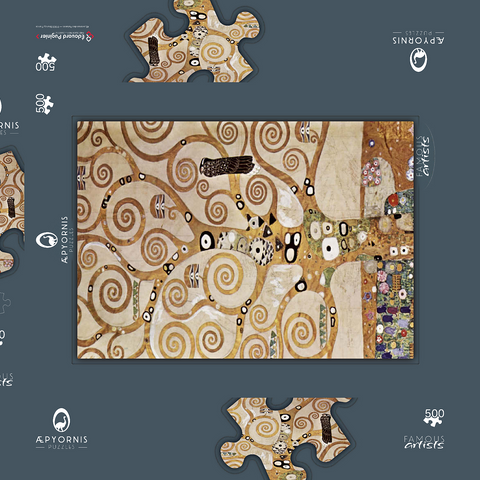 Gustav Klimt's L'Arbre de Vie (1905-1909) 500 Puzzle Schachtel 3D Modell