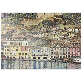 Darstellung des Puzzle-Motivs Gustav Klimt's Malcesine am Gardasee (1913) – Puzzleteile: 1000