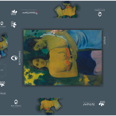 Two Tahitian Women (1899) by Paul Gauguin 100 Puzzle Schachtel 3D Modell