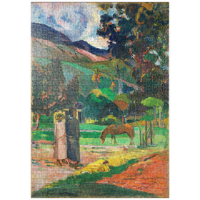 Darstellung des Puzzle Motivs Tahitian Landscape (1892) by Paul Gauguin - Puzzleteile: 1000
