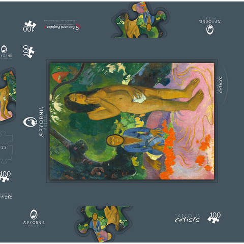 Words of the Devil (Parau na te Varua ino) (1892) by Paul Gauguin 100 Puzzle Schachtel 3D Modell