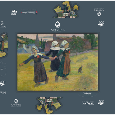 Breton Girls Dancing, Pont-Aven (1888) by Paul Gauguin 100 Puzzle Schachtel 3D Modell