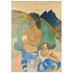 Darstellung des Puzzle Motivs Two Tahitian Women in a Landscape (ca. 1892) by Paul Gauguin - Puzzleteile: 500
