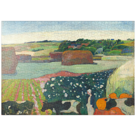 Darstellung des Puzzle Motivs Haystacks in Brittany (1890) by Paul Gauguin - Puzzleteile: 1000