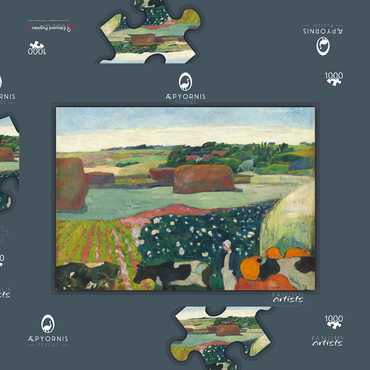 Haystacks in Brittany (1890) by Paul Gauguin 1000 Puzzle Schachtel 3D Modell