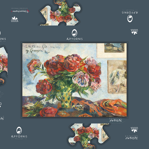 Still Life with Peonies (1884) by Paul Gauguin 1000 Puzzle Schachtel 3D Modell